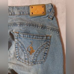 Baby Phat Light Blue Denim Jeans with Gold Embroidered Pocket